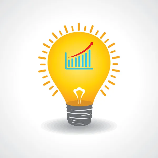 Glühbirne mit Geschäftsdiagramm — Stockvektor