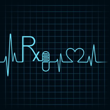 kalp atışı yapmak rx metin, kapsül ve kalp simgesi