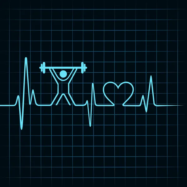 Heartbeat make lifting man and heart symbol — Stock Vector