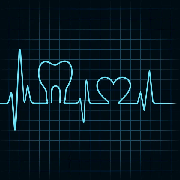 Battito cardiaco fanno un simbolo di denti e cuore — Vettoriale Stock