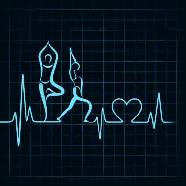 Heartbeat make a yoga girl and heart symbol clipart