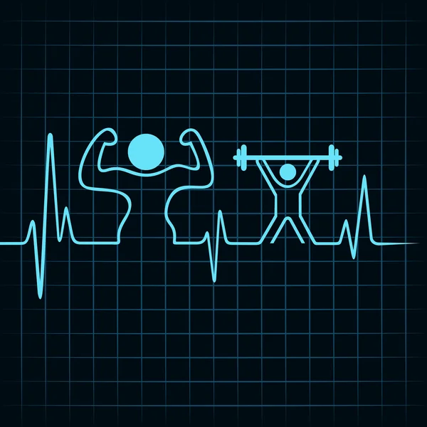 Batimento cardíaco fazer um construtor de corpo e homem de levantamento de peso —  Vetores de Stock