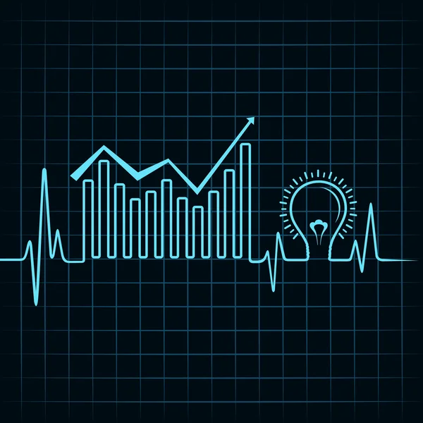 Heartbeat make business graph — Stock Vector