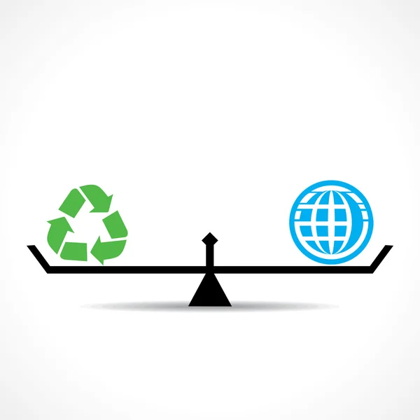 Symbole de recyclage et global les deux sont égaux — Image vectorielle