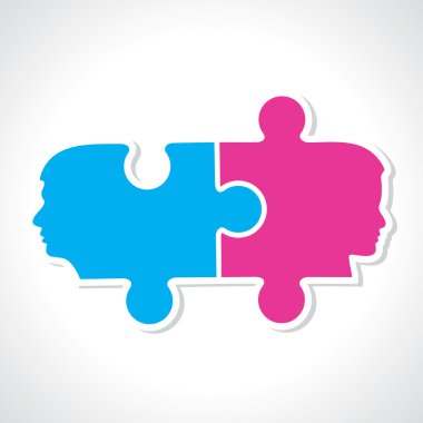 Bulmaca ile kadın ve erkek yüz