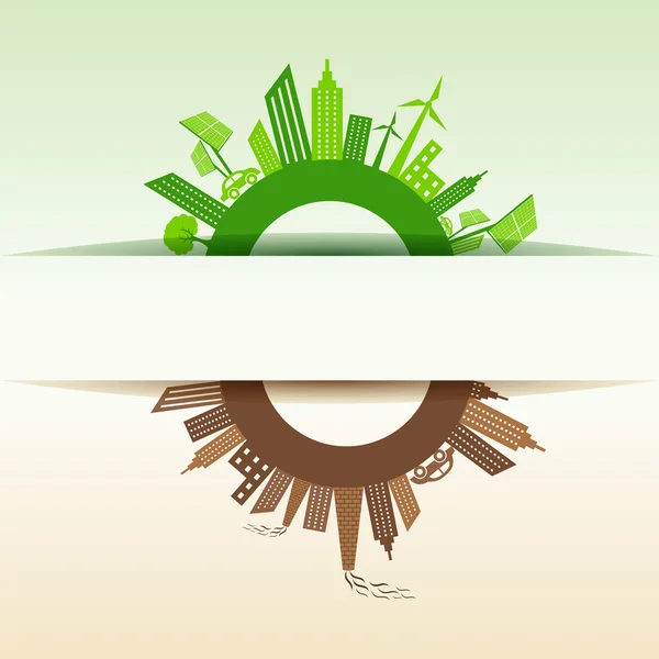 Eco και ρυπασμένη πόλη έννοια — Διανυσματικό Αρχείο