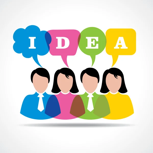 Equipo de personas con idea — Vector de stock