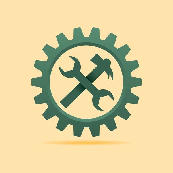 Tools icon inside cog wheel — Stock Vector