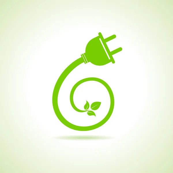 Eco icono de enchufe eléctrico — Vector de stock