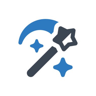 Beyaz arkaplanda sihirli değnek simgesi