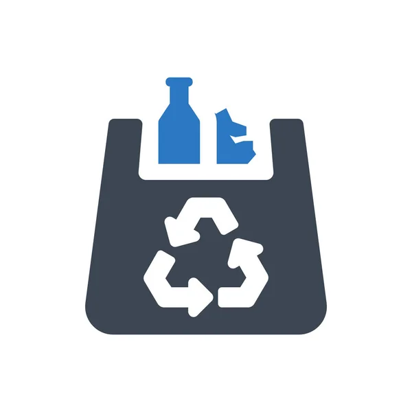Déchets Plastique Recycler Icône Sur Fond Blanc — Image vectorielle