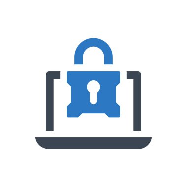 Beyaz arkaplanda dizüstü bilgisayar kilidi simgesi