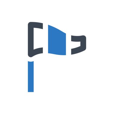 Beyaz arkaplanda rüzgar yönü bayrak simgesi