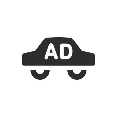 Beyaz arkaplanda araba reklam simgesi