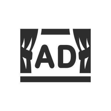 Beyaz arkaplanda reklam filmi simgesi