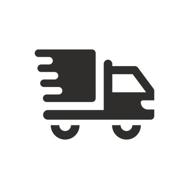 beyaz arkaplanda dağıtım kamyonu simgesi