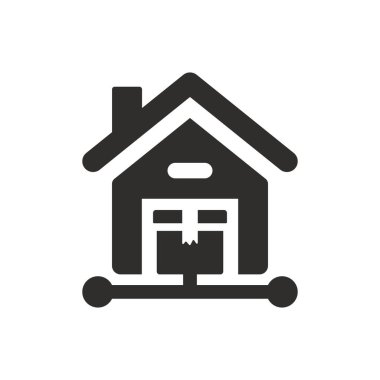 Beyaz arkaplanda parsel depolama merkezi simgesi