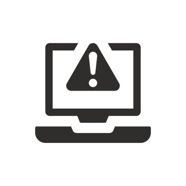 Beyaz arkaplanda bilgisayar uyarı simgesi