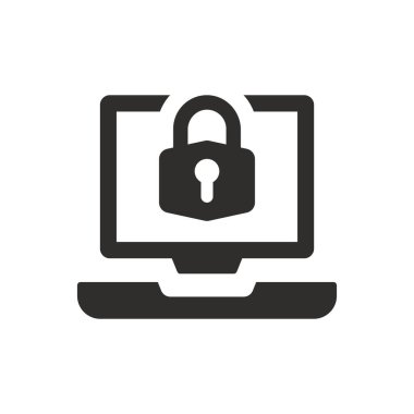 Beyaz arkaplanda güvenli dizüstü bilgisayar simgesi