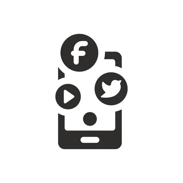 Icône Réseau Social Mobile Sur Fond Blanc — Image vectorielle