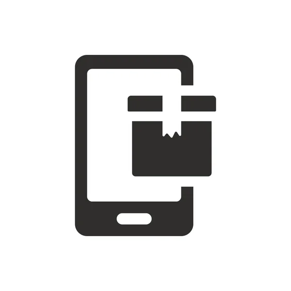 Pakket Mobiele Tracking Icoon Witte Achtergrond — Stockvector