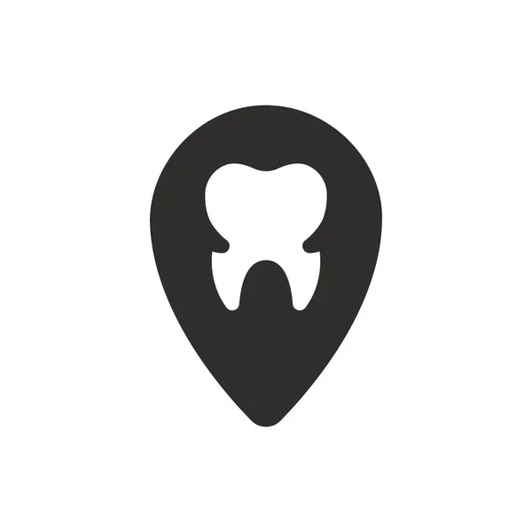 Icono Ubicación Clínica Dental Sobre Fondo Blanco — Vector de stock