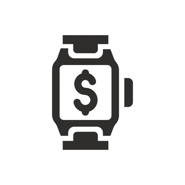 Ícone Dinheiro Relógio Inteligente Fundo Branco —  Vetores de Stock
