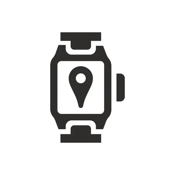 Smart Horloge Locatie Richting Pictogram Witte Achtergrond — Stockvector