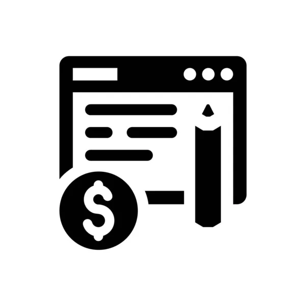 Bloggnings Betalnings Ikon Vit Bakgrund — Stock vektor