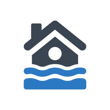 Home flood insurance icon (Simple vector illustration)