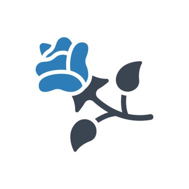 Valentine rose icon (Simple vector illustration)