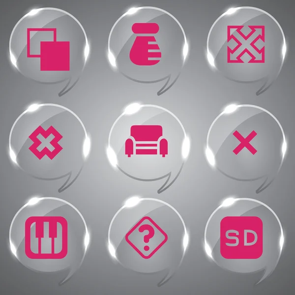 3D-Icons 3D-Icons setzen Icons Glas-Icons Vektor-Icons setzen Icons Iconsammlung — Stockvektor