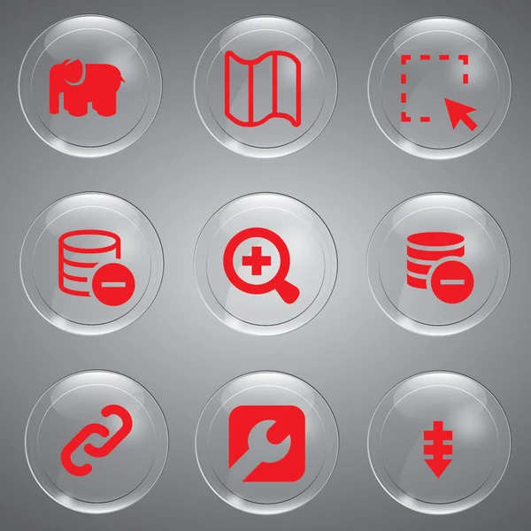 3D-Icons 3D-Icons setzen Icons Glas-Icons Vektor-Icons setzen Icons Iconsammlung — Stockvektor