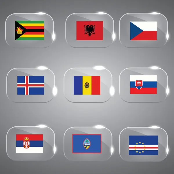 Bandeiras do mundo Bandeiras da europa Bandeiras da europa Bandeiras vetoriais Bandeiras do país Bandeiras de vidro —  Vetores de Stock