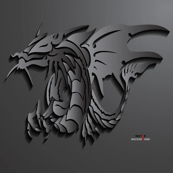 ドラゴン背景抽象的な 3次元設計のベクトルのイラスト黒 — ストックベクタ