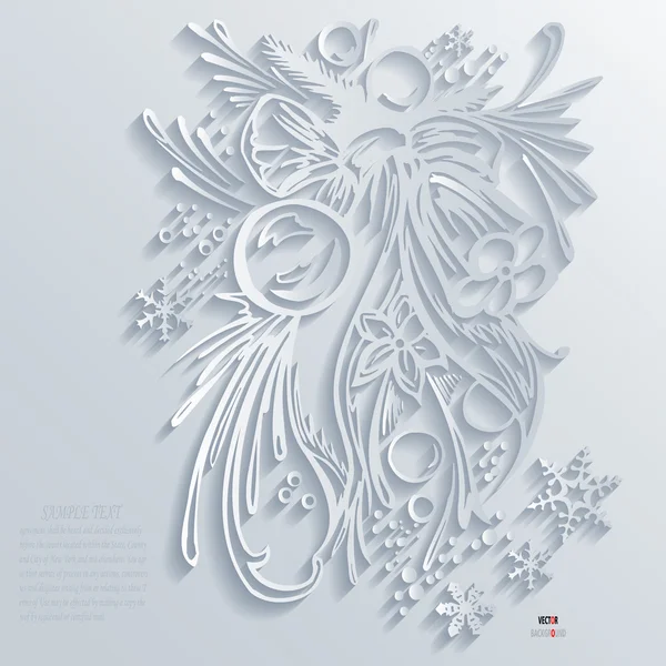 Fiori Elemento floreale Natale Astratto 3D Design Sfondo Illustrazioni vettoriali Bianco — Vettoriale Stock