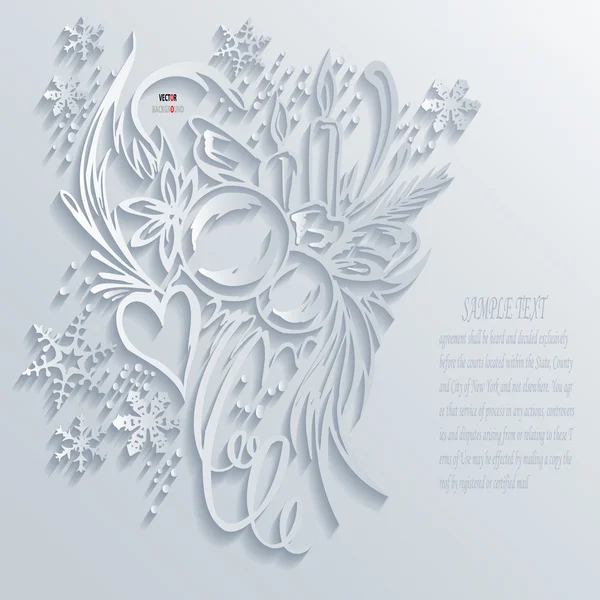 鲜花花卉元素圣诞抽象 3d 设计背景矢量插图白色 — 图库矢量图片