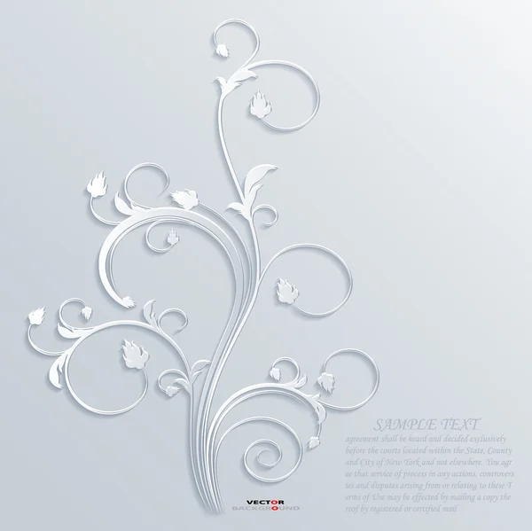 Flores Floral Fronteiras Elemento Abstrato Design 3D Fundo Vetor ilustrações Branco — Vetor de Stock