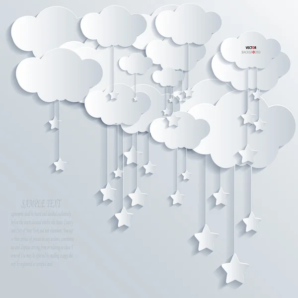 Wolken abstrakt 3d design hintergrund vektor illustrationen weiß — Stockvektor