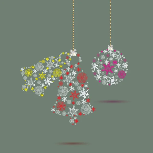 Julprydnader gjorda av snöflingor vektor illustration — Stock vektor