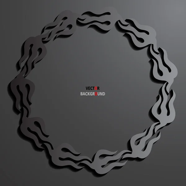 Schwarz 3d runde Flammen abstrakter Hintergrund Vektor Illustration — Stockvektor