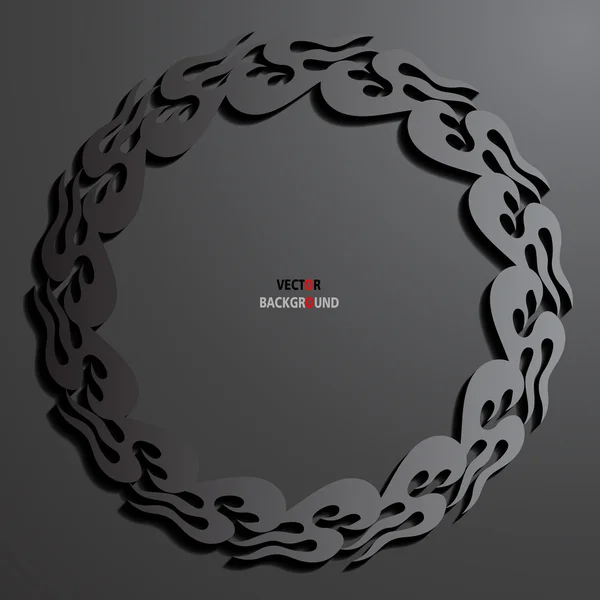Flamas redondas negras 3D Fondo abstracto Ilustración vectorial — Archivo Imágenes Vectoriales