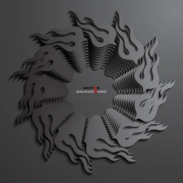 Flammes rondes 3D noir Illustration vectorielle de fond abstrait — Image vectorielle