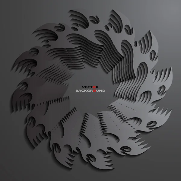 Zwarte 3D-ronde vlammen abstract achtergrond vectorillustratie — Gratis stockfoto