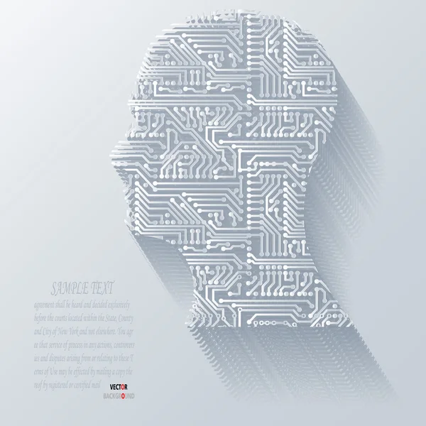 Placa de circuito Fundo Abstrato 3D Design de vetor de cabeça —  Vetores de Stock