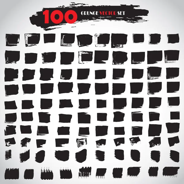 Grunge Vector Set 100 Grunge Texture Grunge Background Square black — Stock Vector