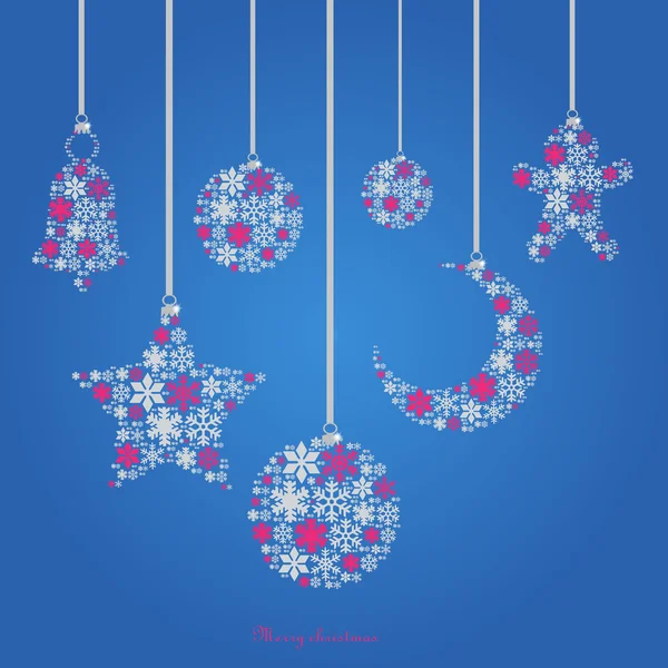 Adornos de Navidad hechos de copos de nieve vector ilustración — Vector de stock