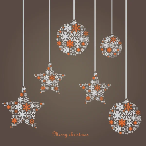 Ornamente de Crăciun realizate din fulgi de zăpadă ilustrație vectorială — Vector de stoc
