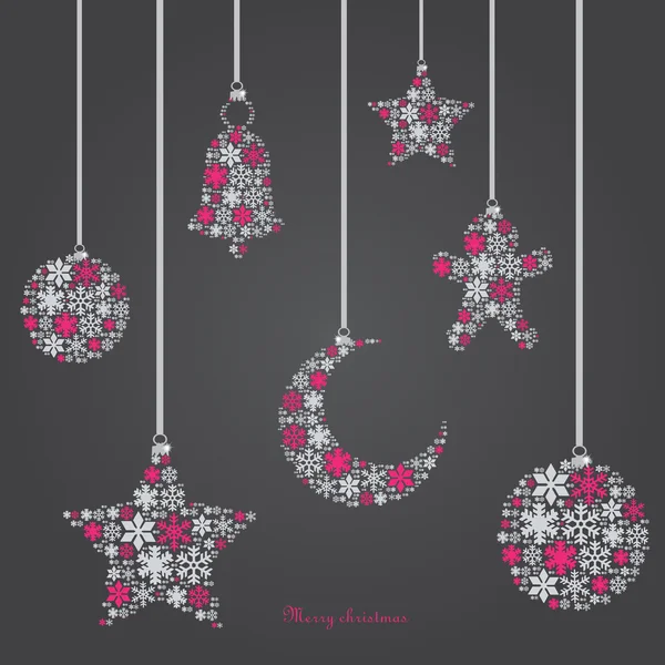 Ornamenti natalizi realizzati con fiocchi di neve vettoriale illustrazione Illustrazione Stock