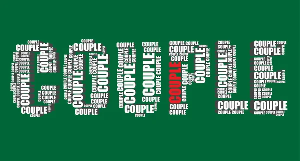 Couple typography 3d text word art couple vector illustration word cloud — Stock Vector